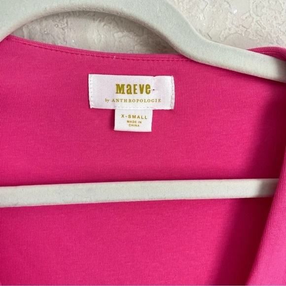 Maeve Anthropologie Puff-Sleeve Wrap Top Pink - Picture 3 of 5